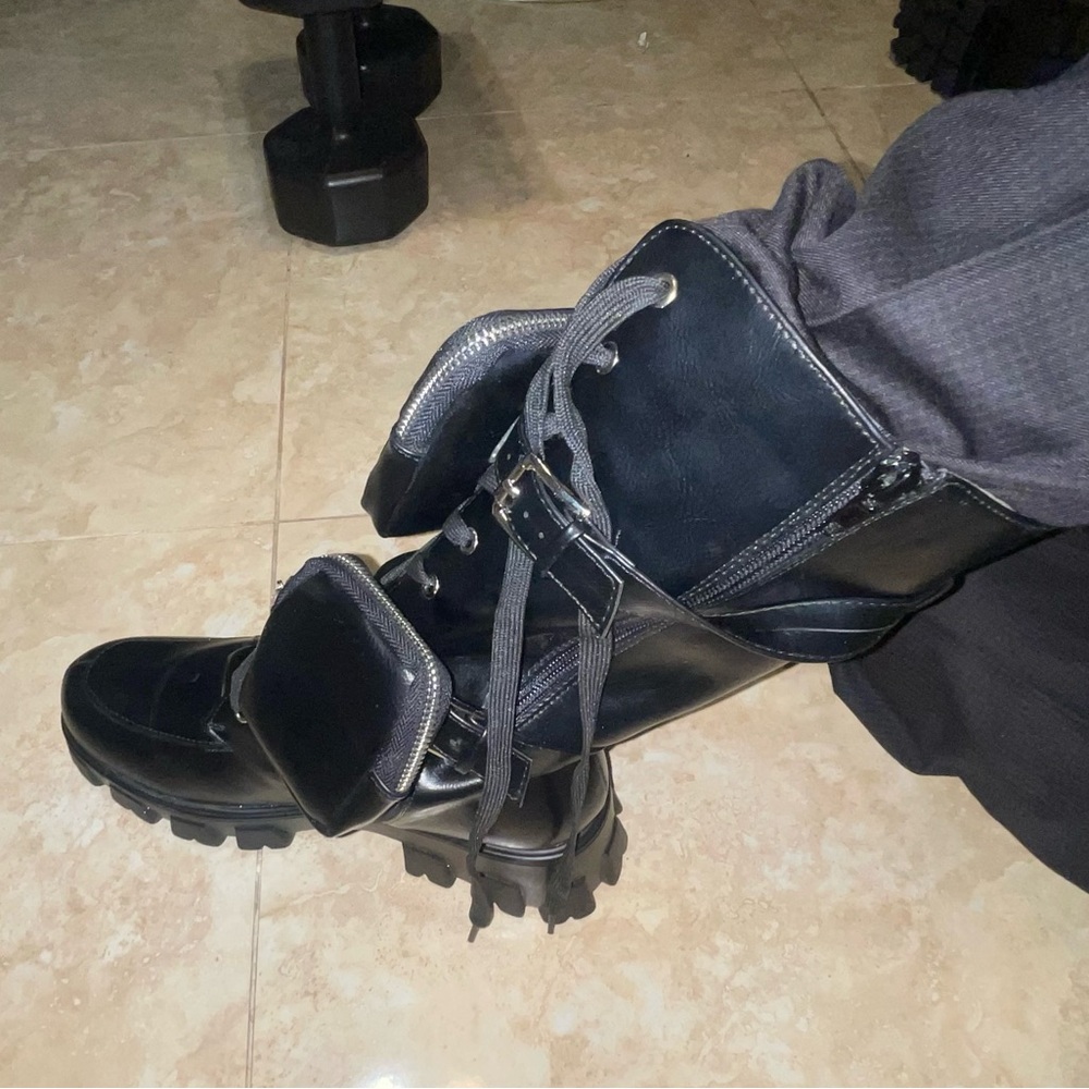 Black combat boots
